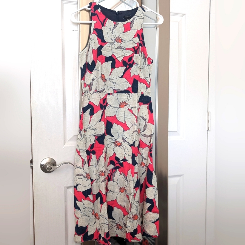 Ann Taylor Pink Floral Linen Dress Size 00P